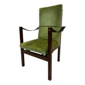 Vintage armchair solid wenge design 60s leather armrests design