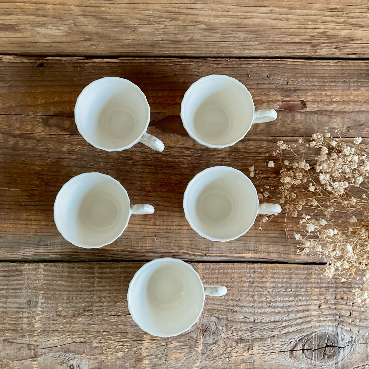 5 cups and creamer Myott Staffordshire England