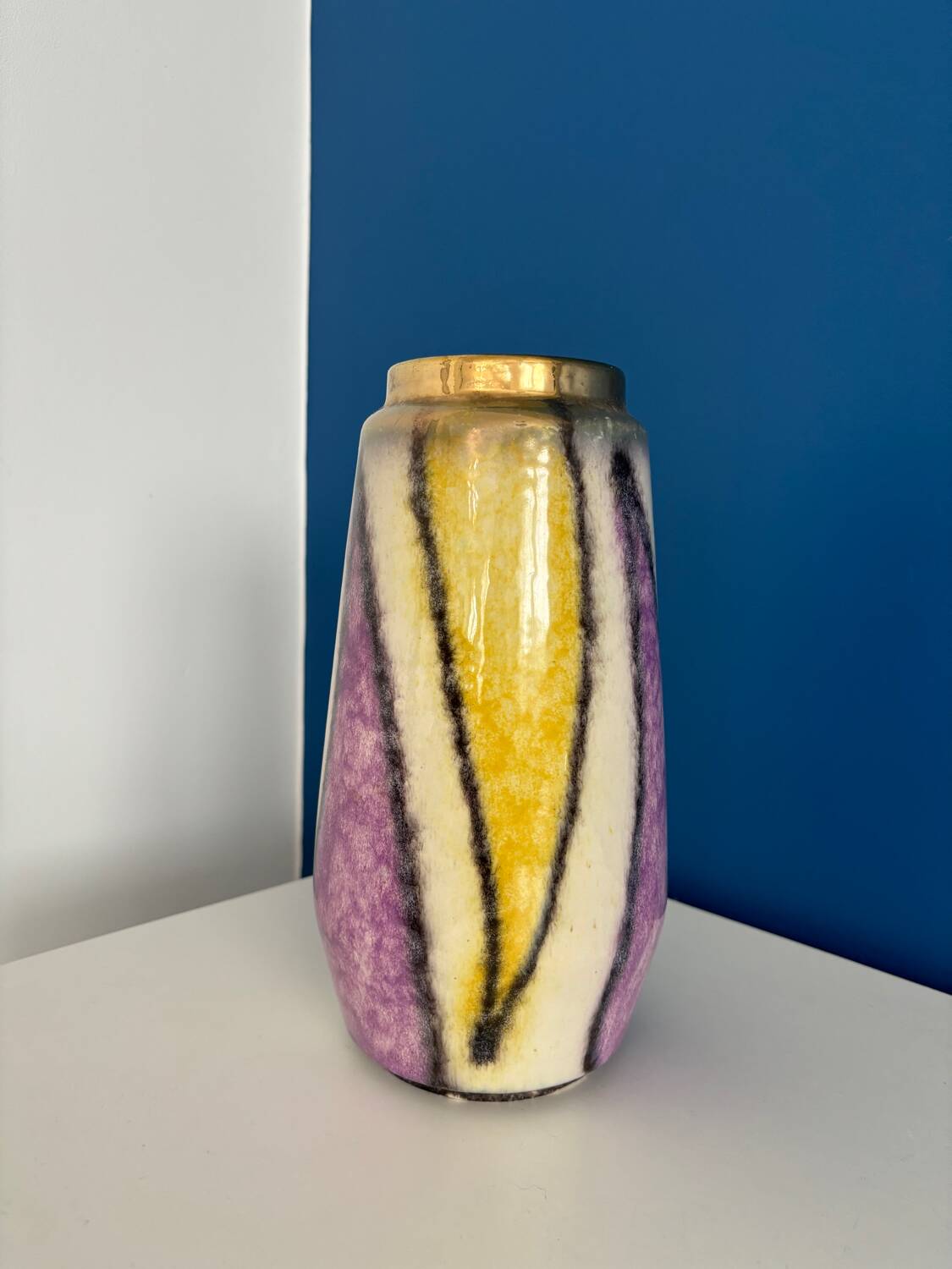 west germany purple yellow and gold vase / vase made in germany