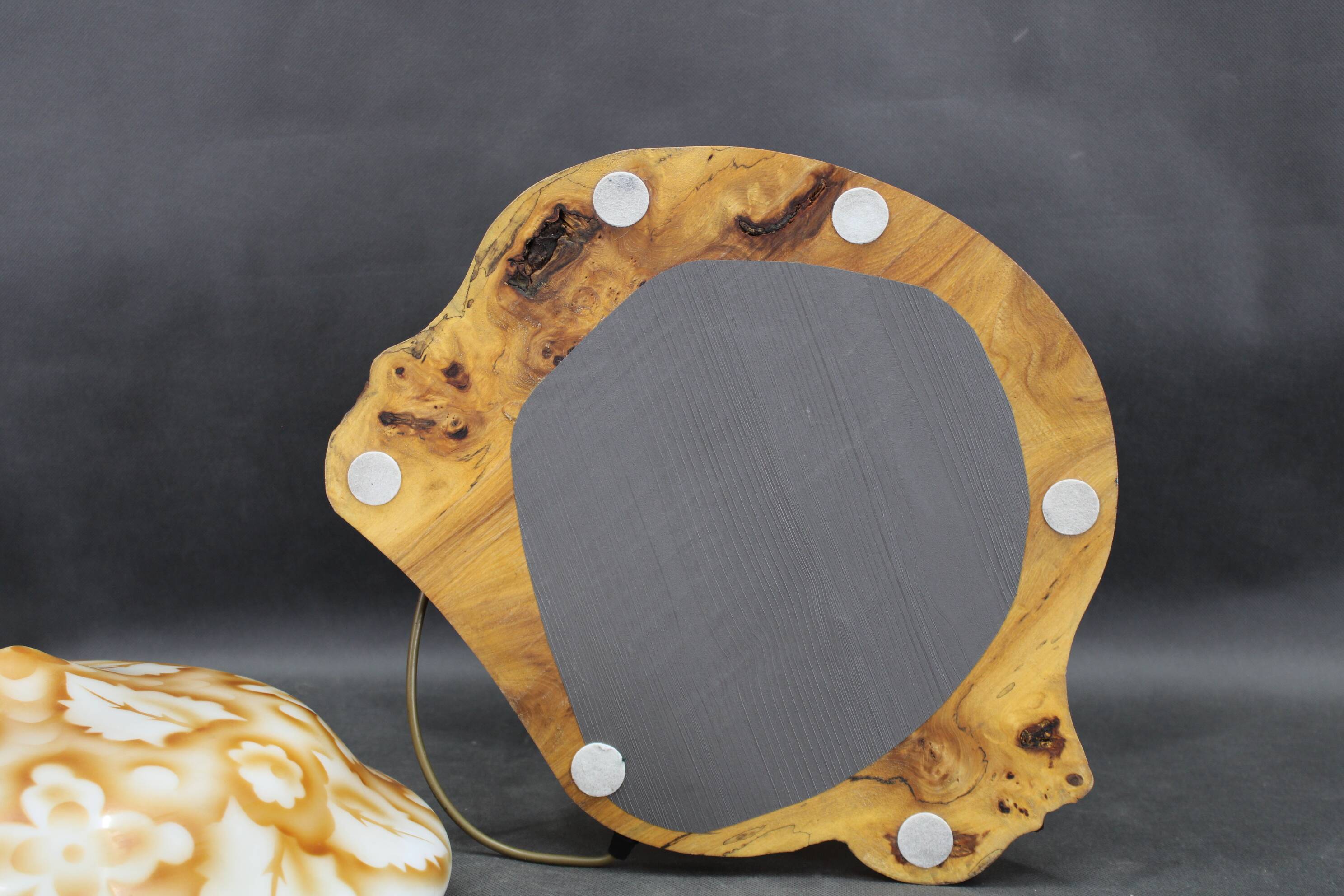 Contemporary Unique Wooden Table Lamp with Glass Shade