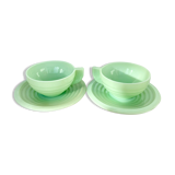 2 cups and saucers opaline mint art deco 50/60