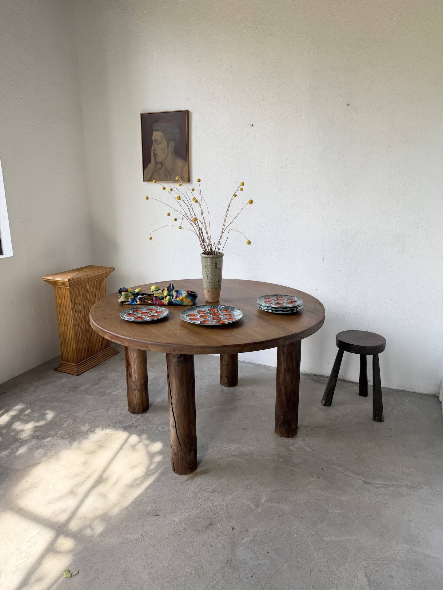 Round table 1950s constructivist walnut