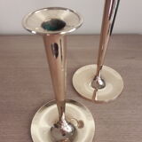 Pair of candle holders Gusums Bruk 65 in brass, Suede, late 19th
