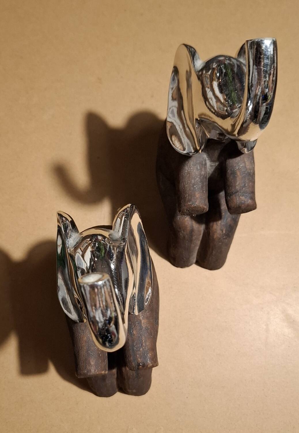 Wooden elephant bookends