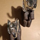 Wooden elephant bookends