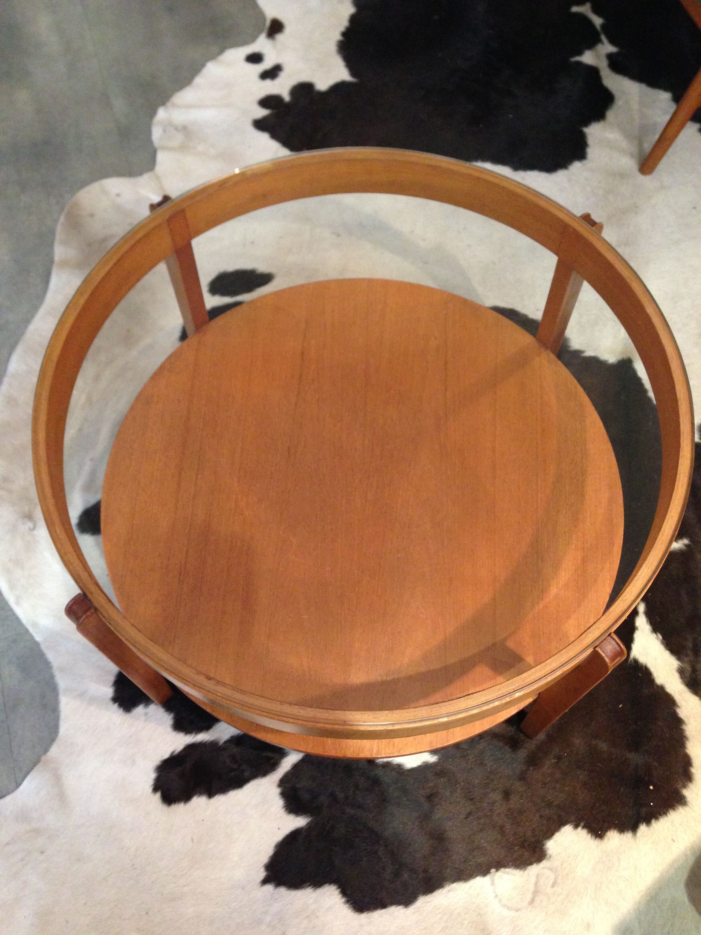 Double tray light glass and wood coffee table