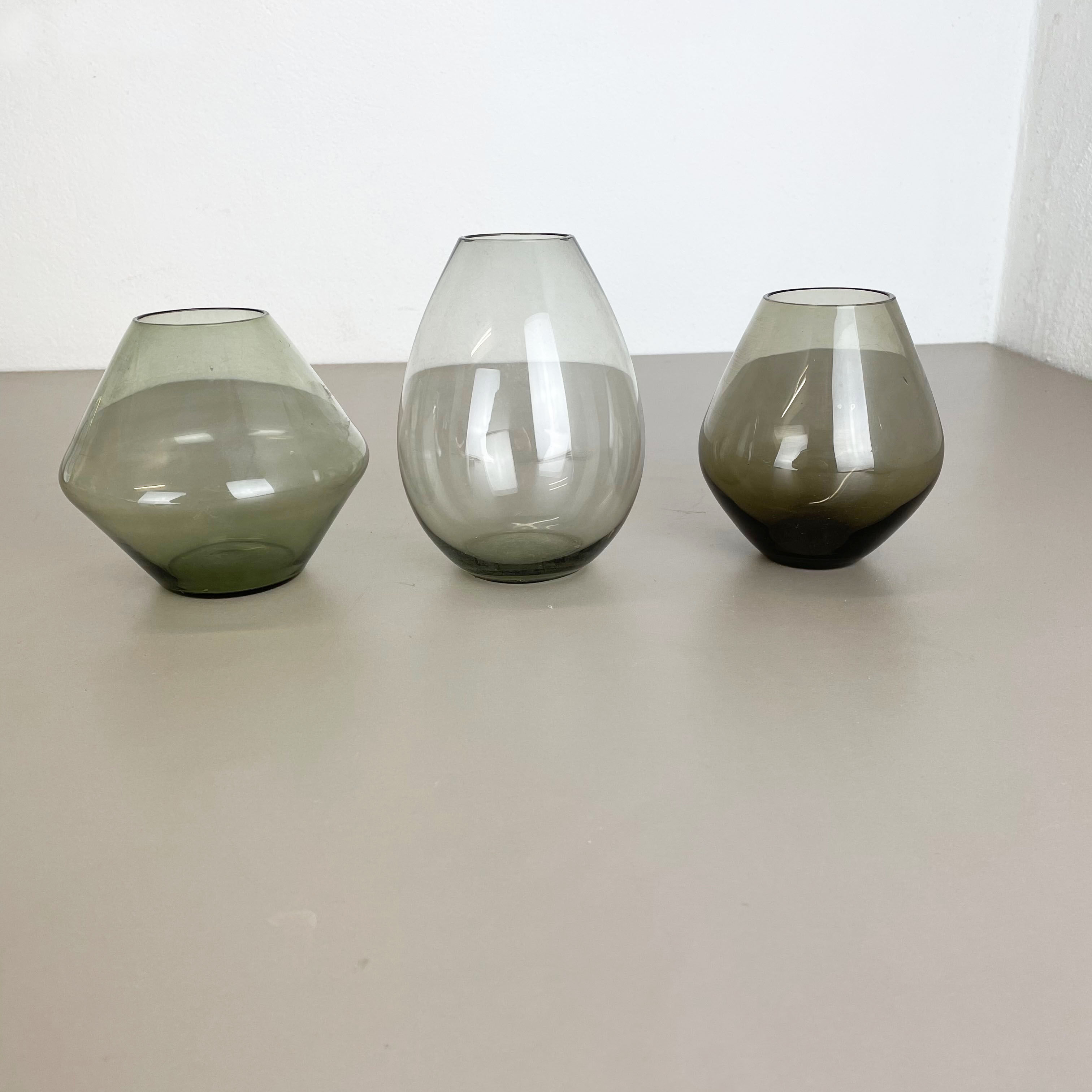 Set of Three Turmalin Vases Wilhelm Wagenfeld Wmf Attributed, Germany 1960s