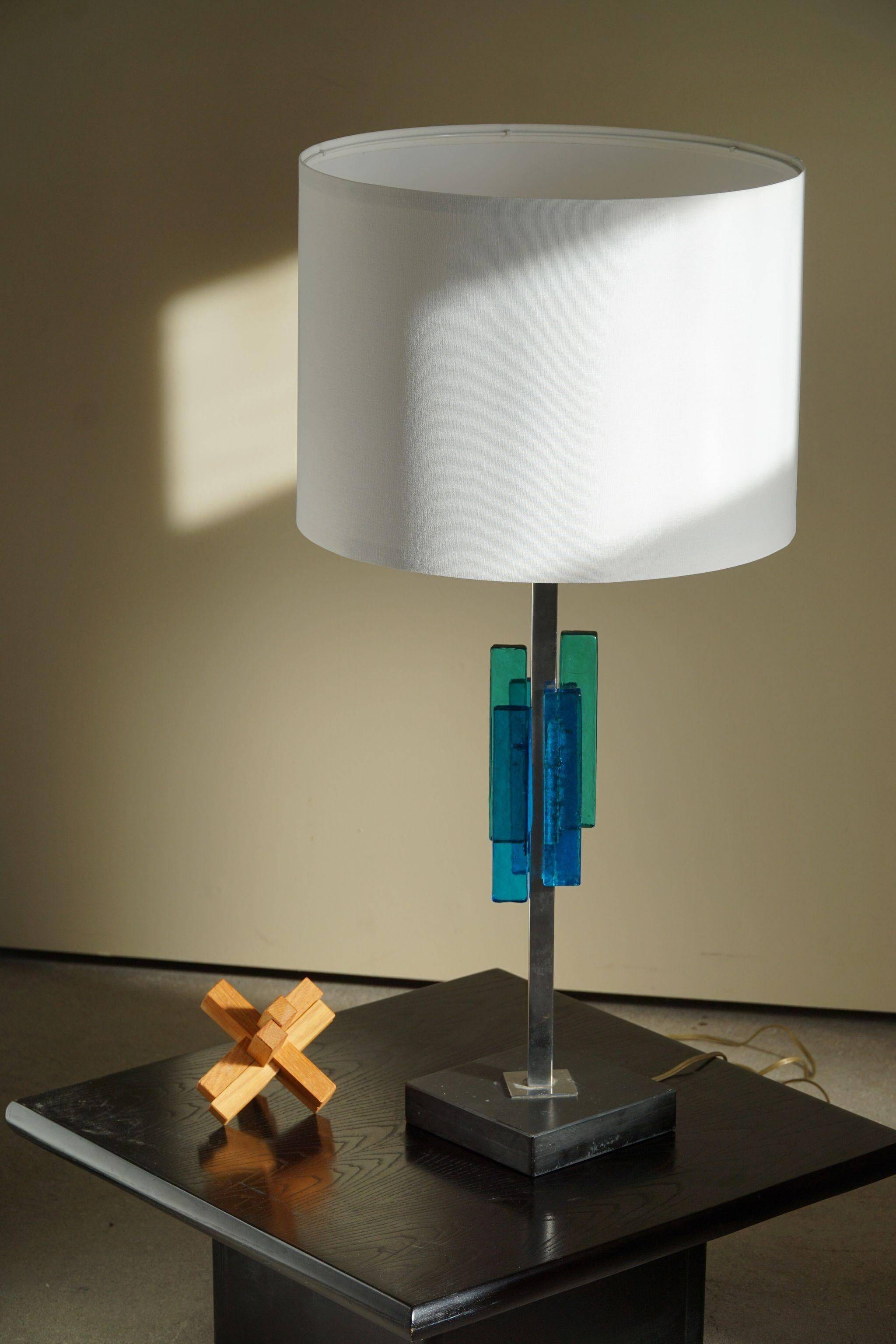 Table lamp Svend Aage Holm Sørensen, metal and glass, modern Danish design, 1960s