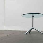 Postmodern Italian side table from the Help series in glass by Paolo Bistacchi for Albed, Milan.