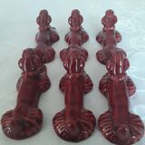 6 ceramic poodle dog knife holders