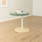Sculptural side table from the 1980s with swiveling glass plates and a solid marble base