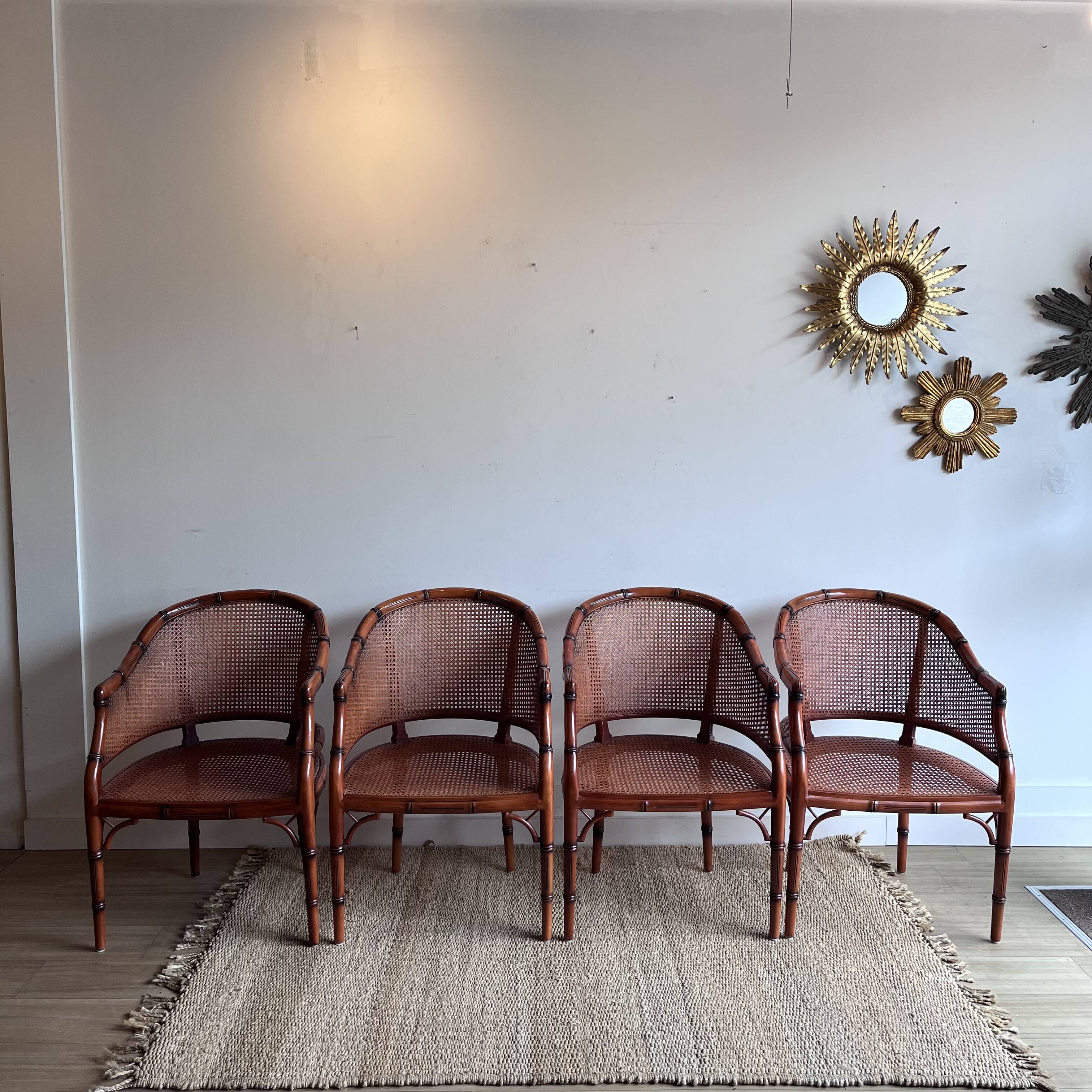 4 'Faux Bamboo' Dining Chairs Italian Giorgetti