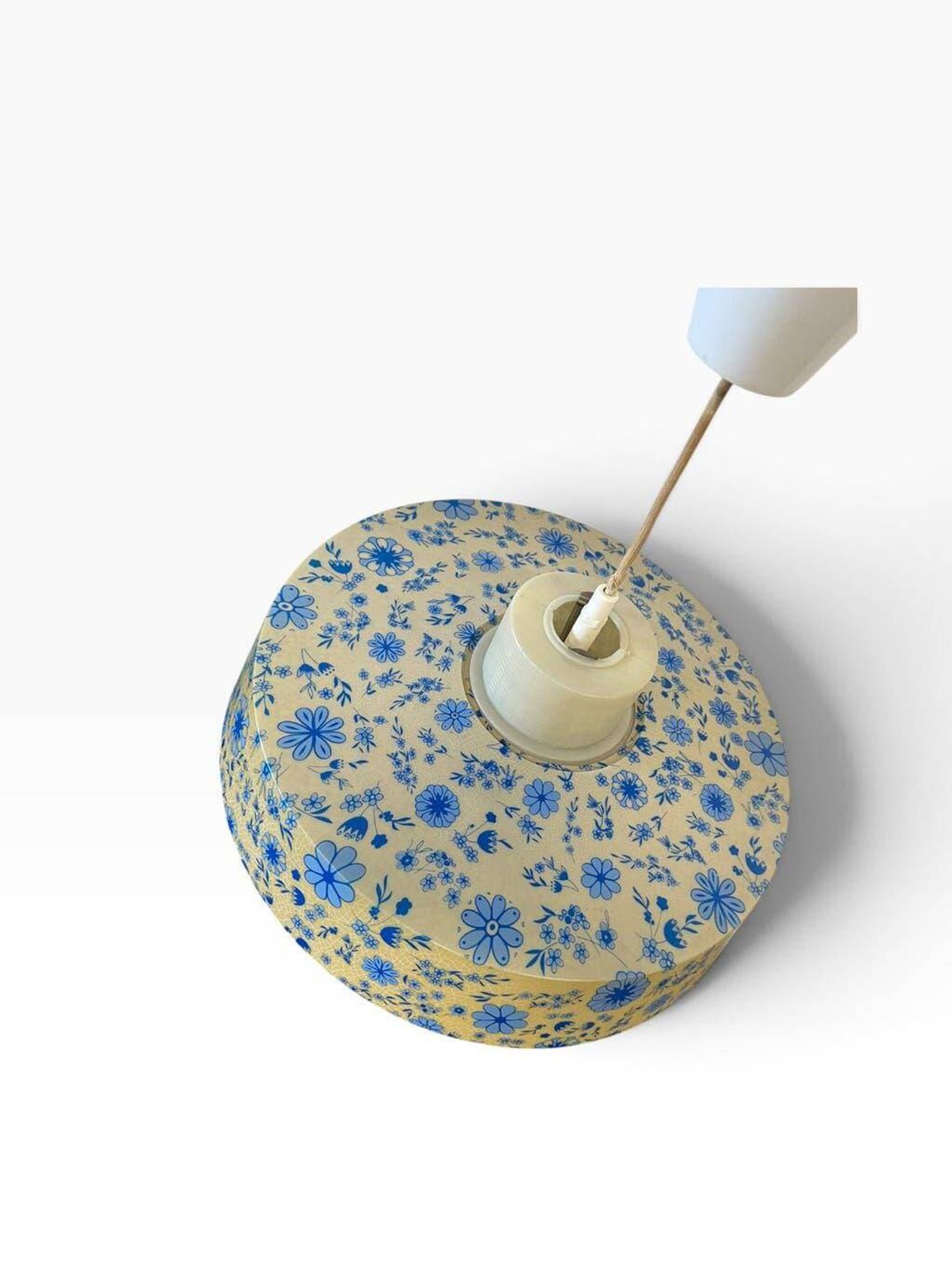 Suspension/lustre/plafonnier vintage bleu à motif floral