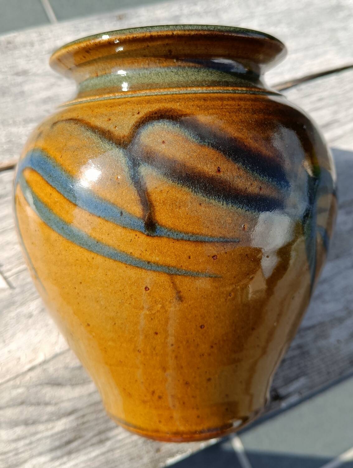 Flamed enamelled stoneware vase