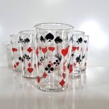 Vintage 6 Verres trumblers Jeu de cartes