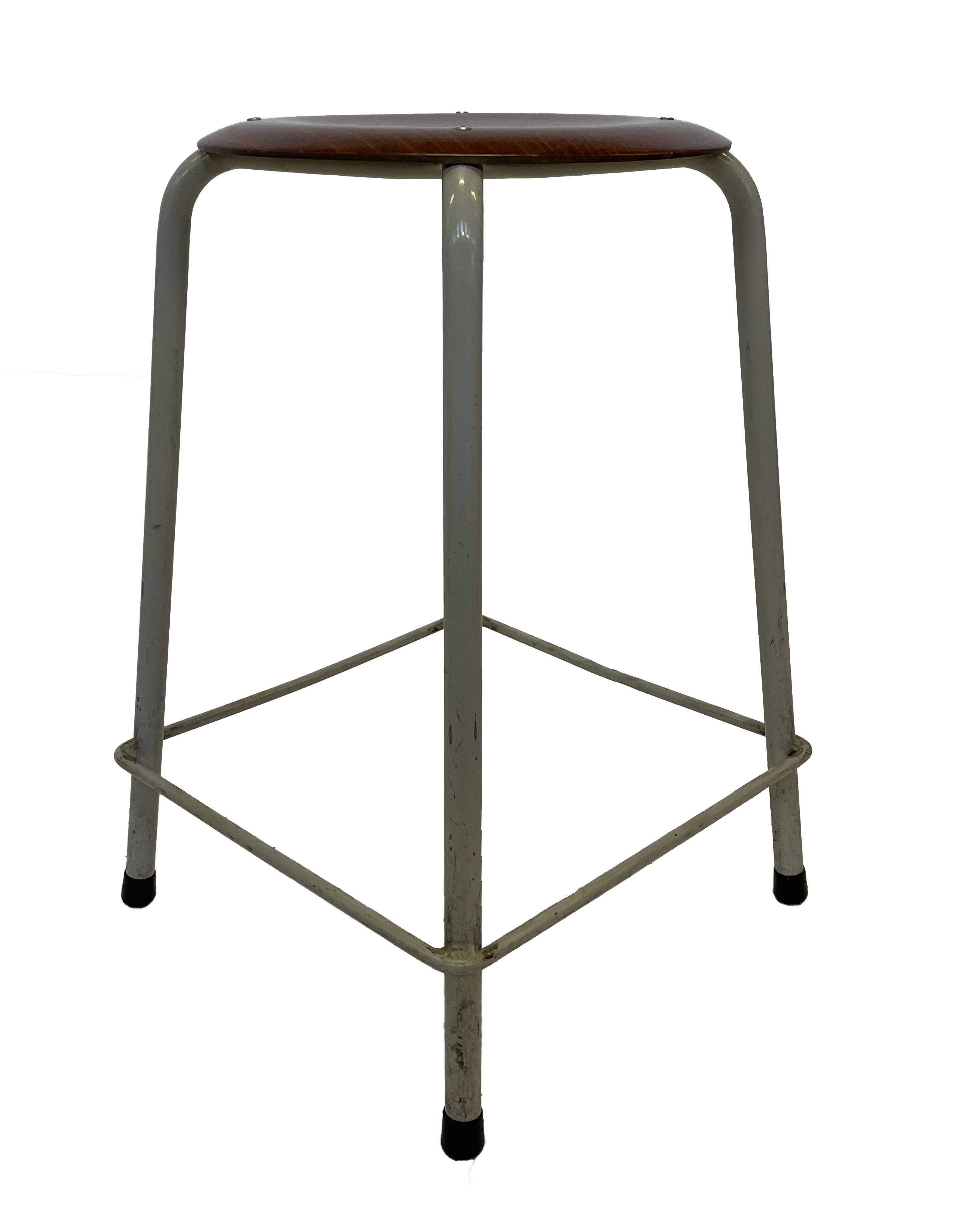 Vintage school stool, 1970s industrial design, Dutch minimalist