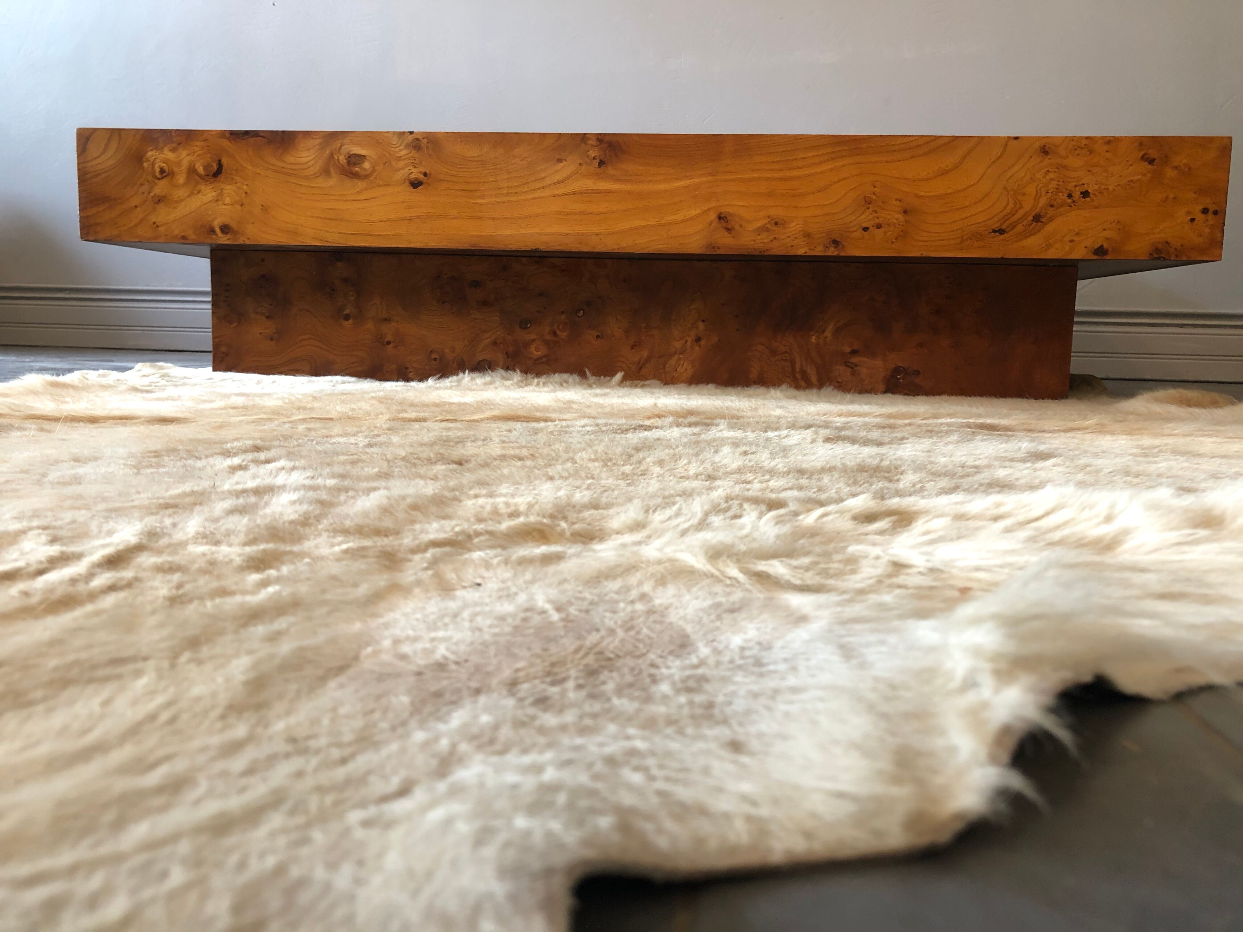 Vintage walnut magnifying glass coffee table