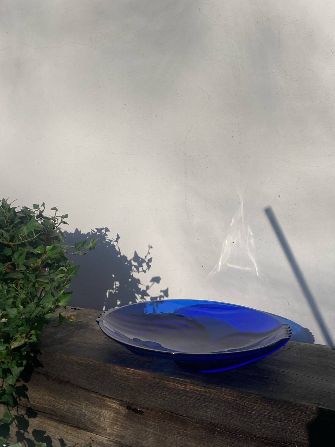 Designer blue glass dish