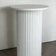 round and fluted bedside table in white