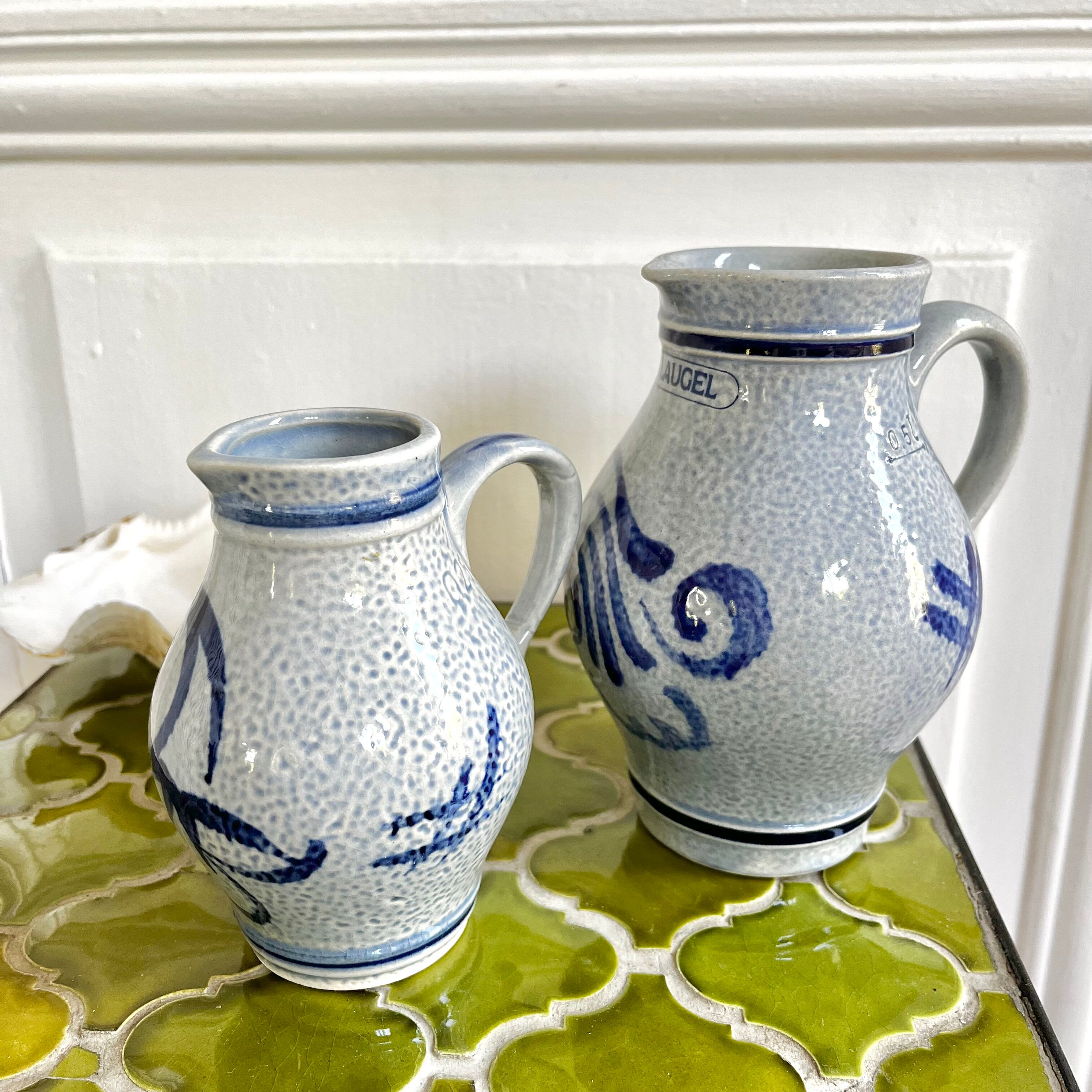 Vintage bluestoneware pitchers