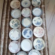 20 mismatched antique flat plates in ironstone