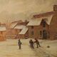 Children playing in the snow, oil on canvas, signed, circa 1900
