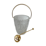 Glass ice bucket and spoon