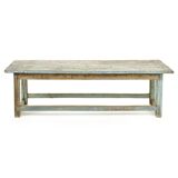 Solid wood coffee table with blue patina
