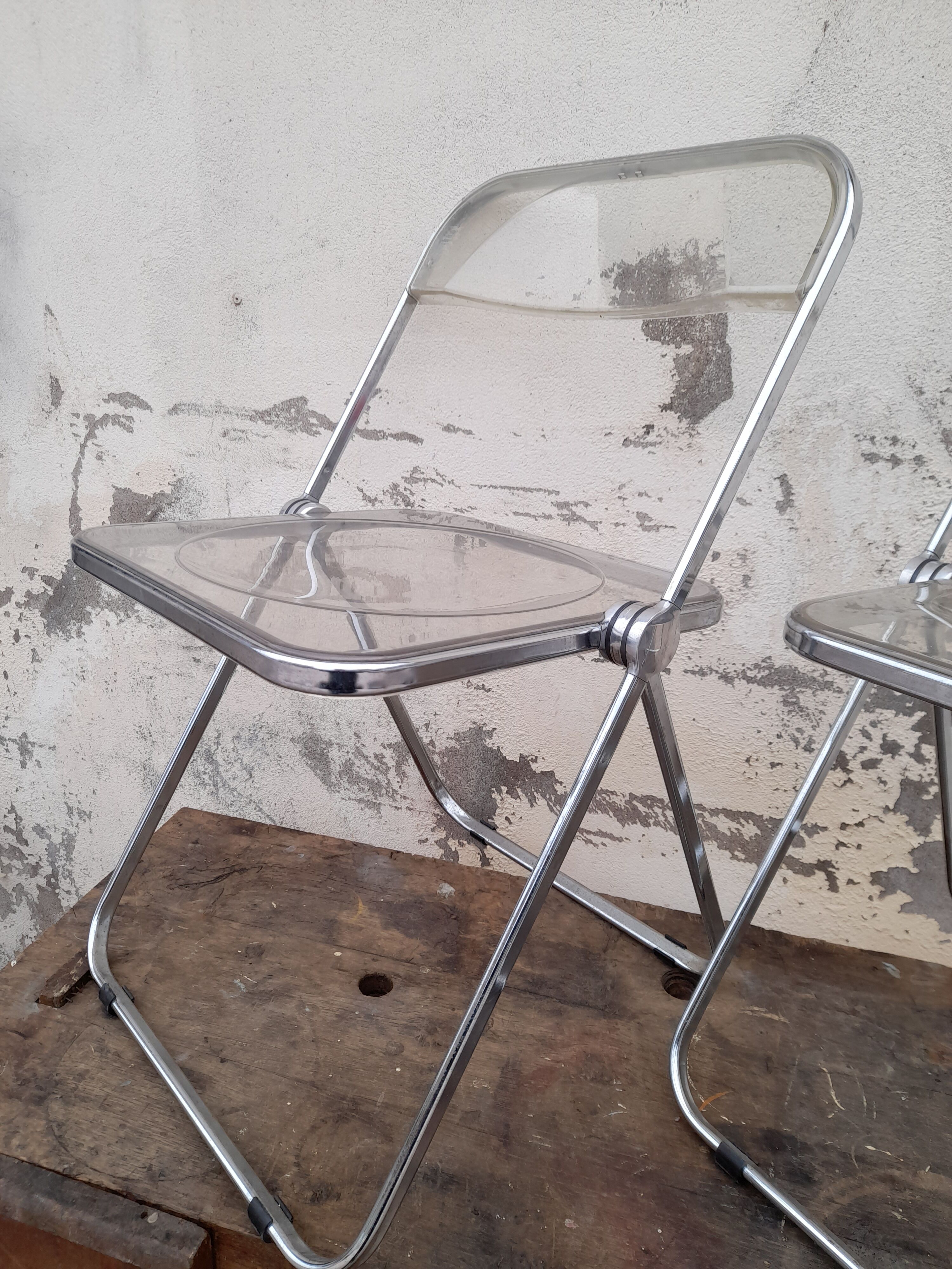 Series of 3 chairs model "plia" by Giancarlo Piretti by Castelli