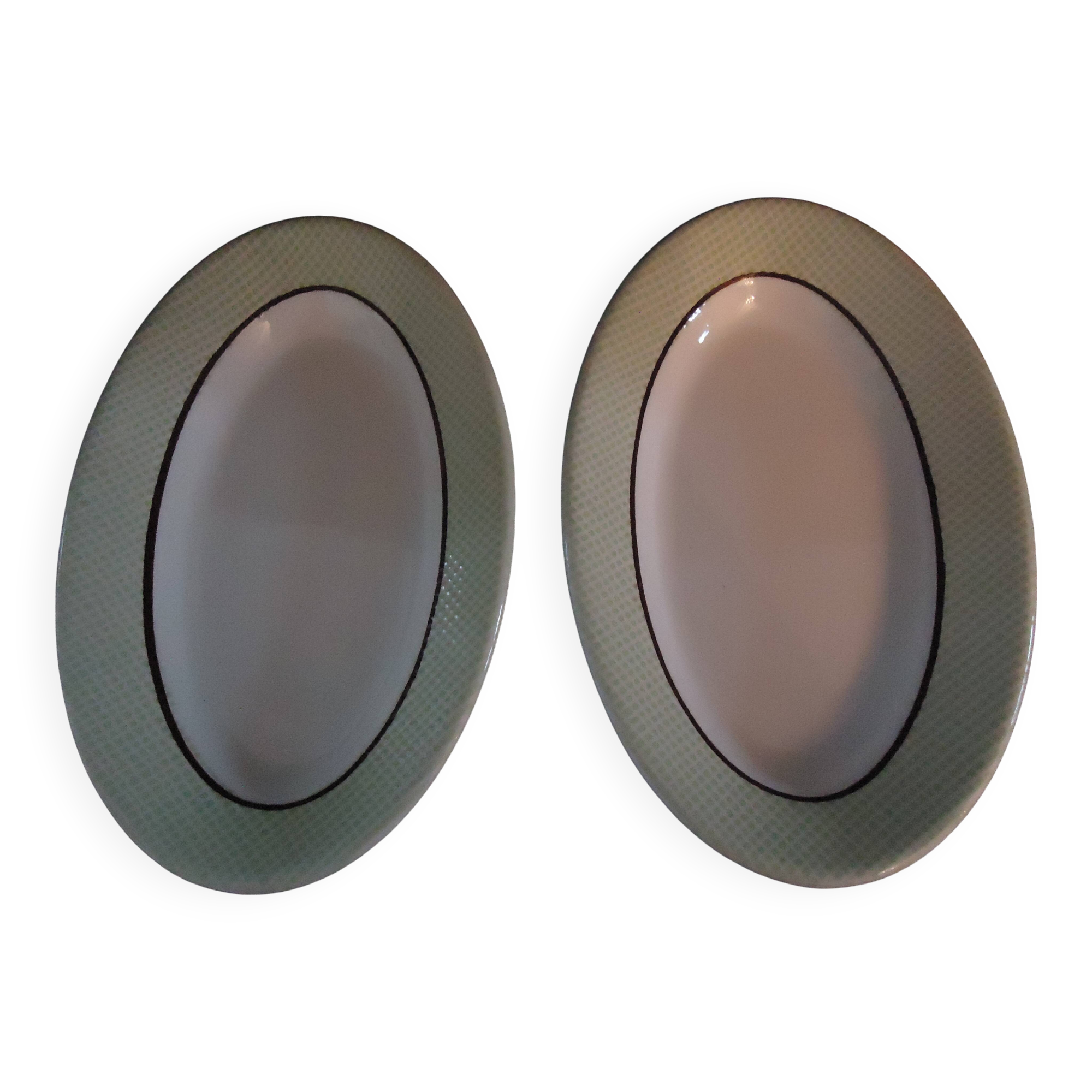 Pair of salins porcelain serving dishes, isoard pattern