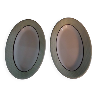 Pair of salins porcelain serving dishes, isoard pattern