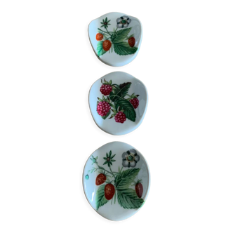 Lot 3 repose couverts couteaux porcelaine de paris decor les fruits sauvages