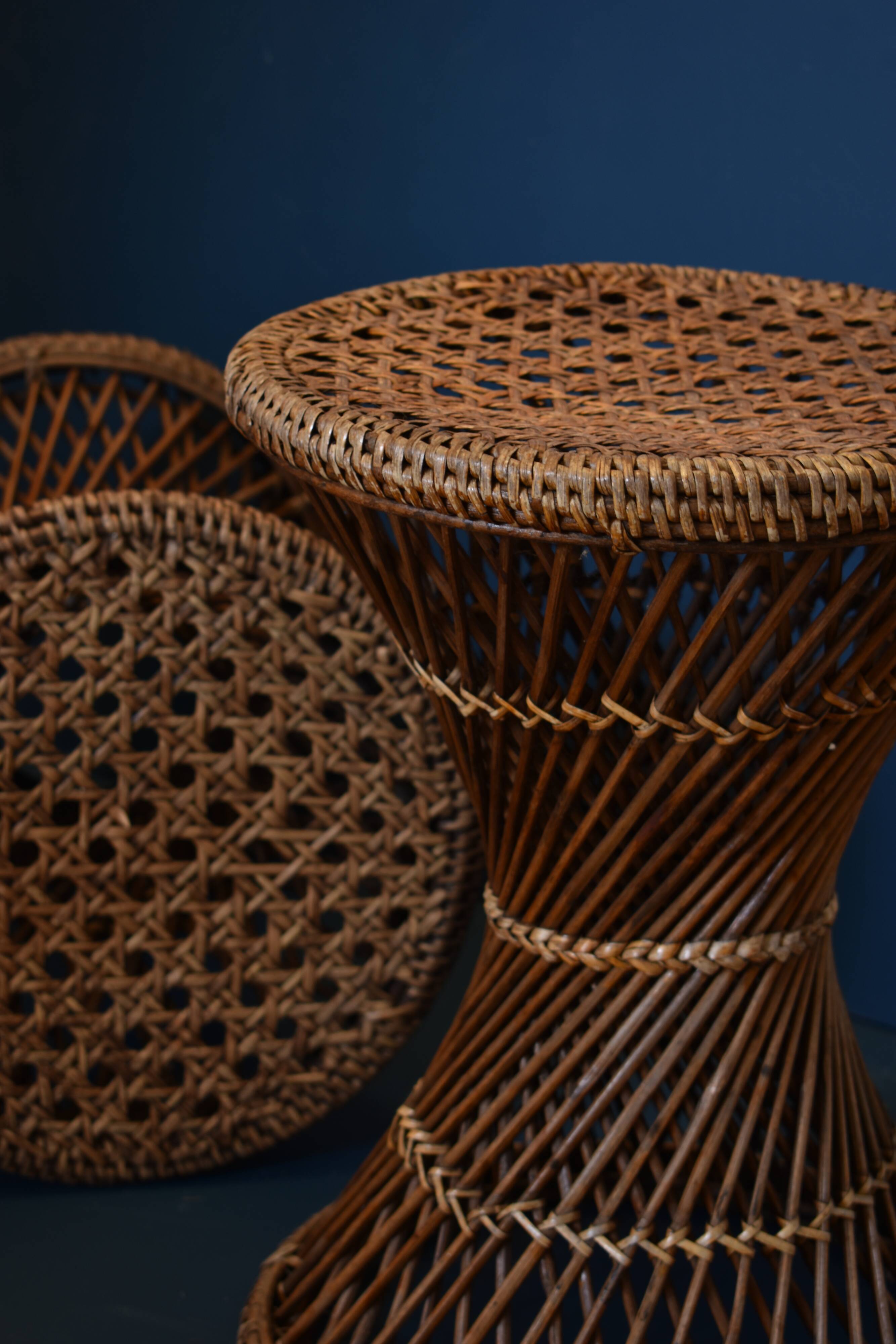 Tabouret diabolo osier vintage