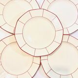 X5 large octagonal plates VILLEROY & BOCH burgundy & ecru - retro-cuisine-vintage