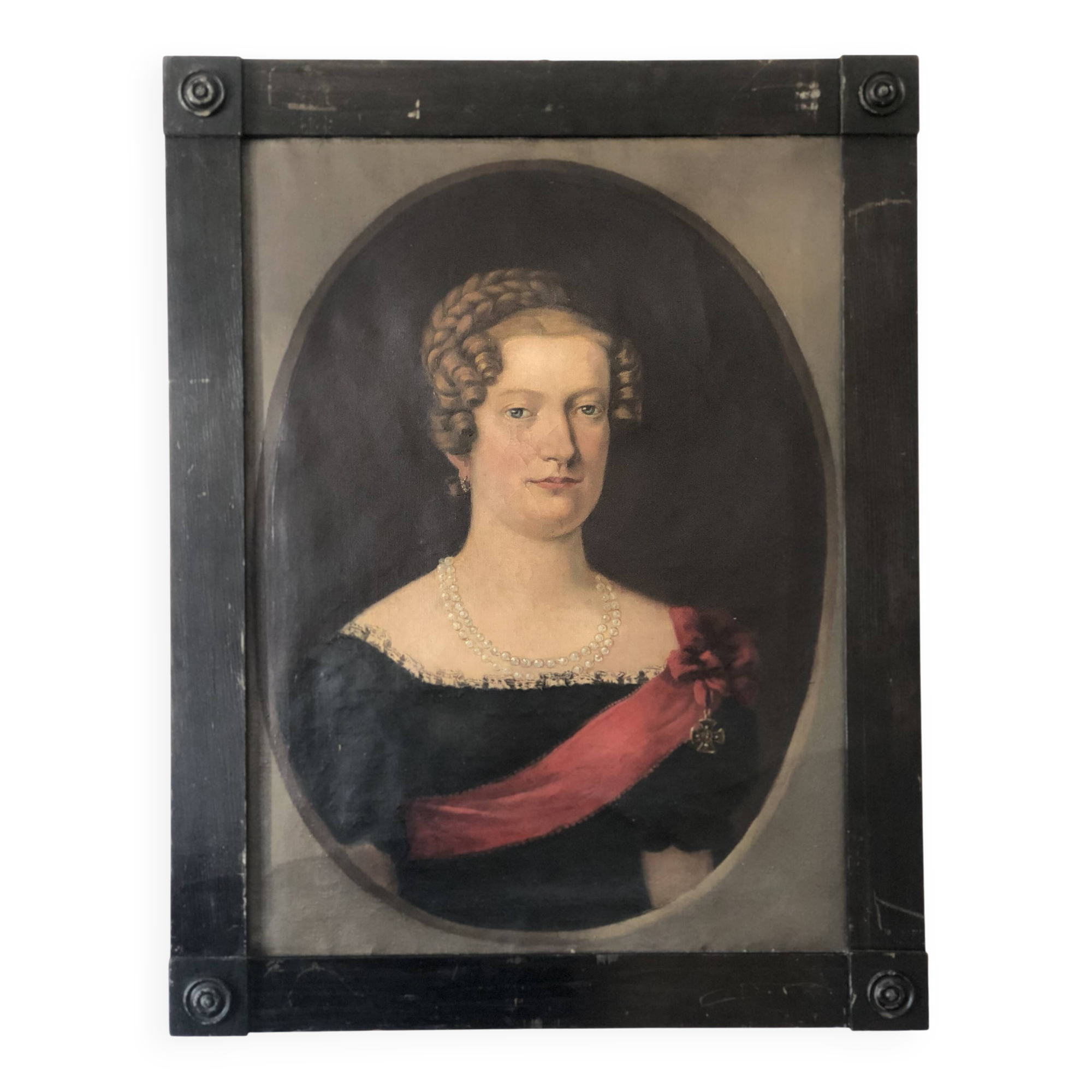 19th Century  Antique Vintage Large Original Portrait Painting of a German