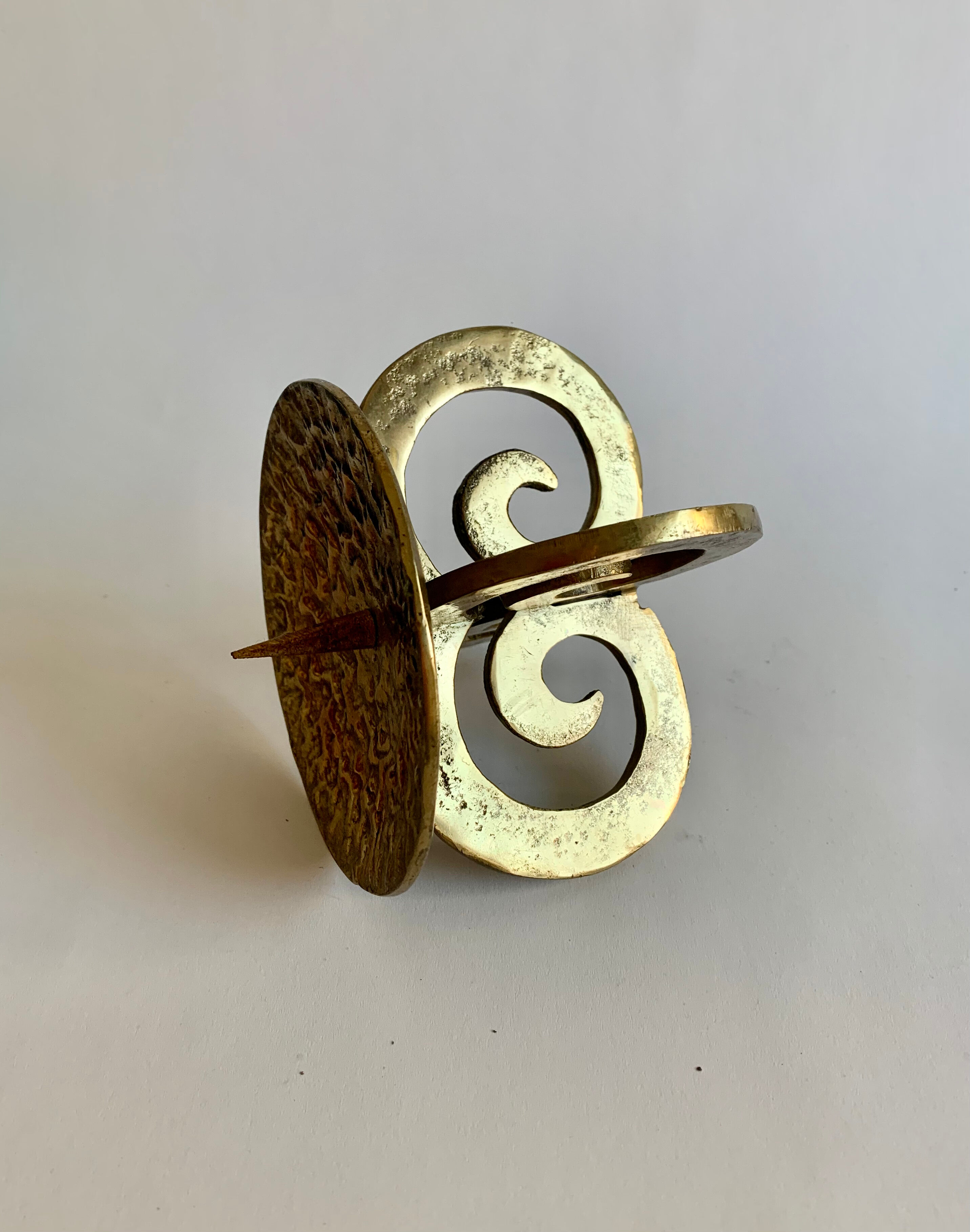 Brutalist bronze candleholder, 1970s