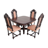 Table with four chairs, Hunting style, Germany, circa 1900