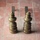 Chenets vintage, paire de chenets, accessoire cheminée, chenets laiton et fonte, andirons