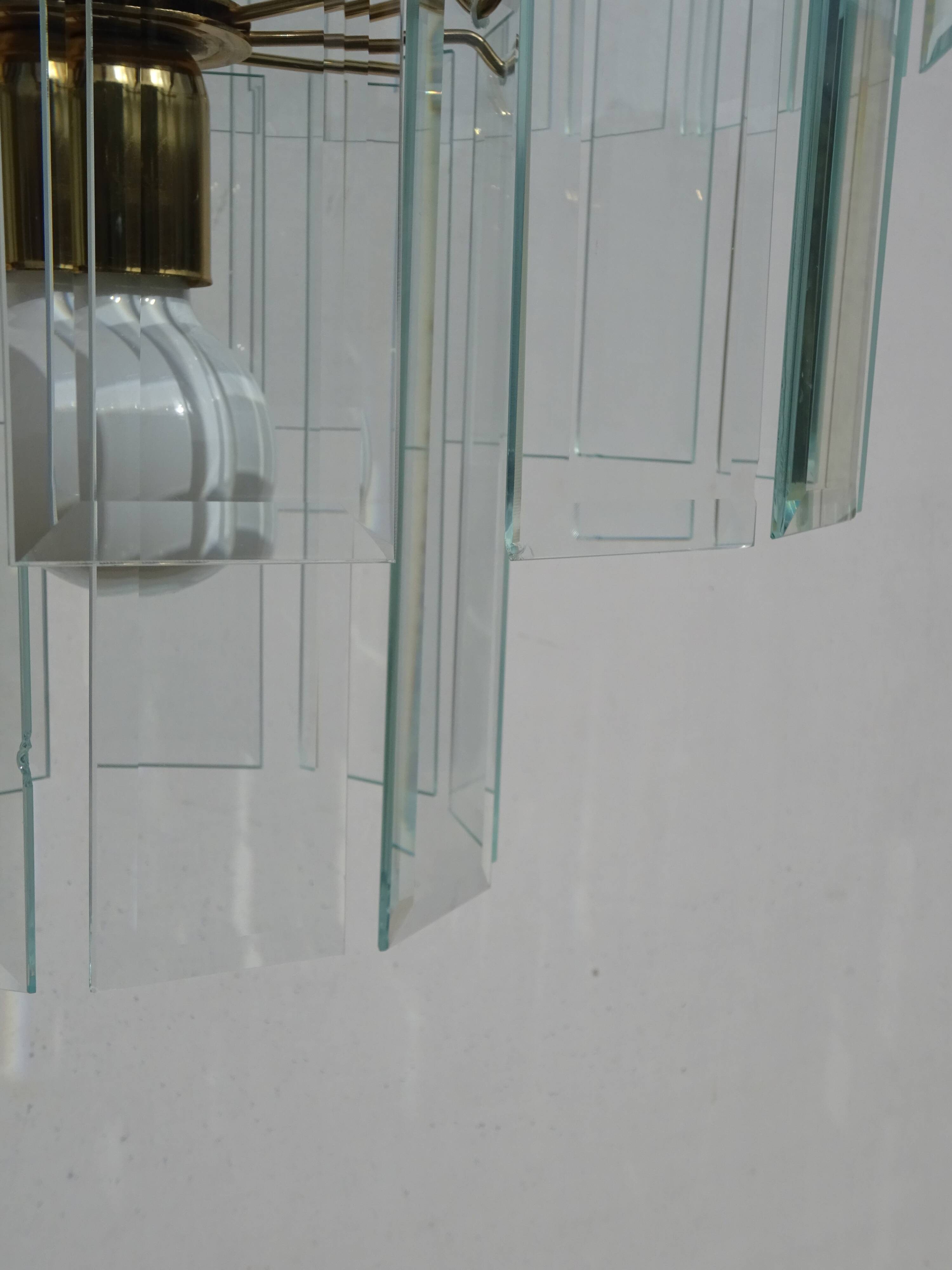 Large chandelier, 46 hanging beveled glass plates