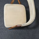 Vintage velvet teak arm chair