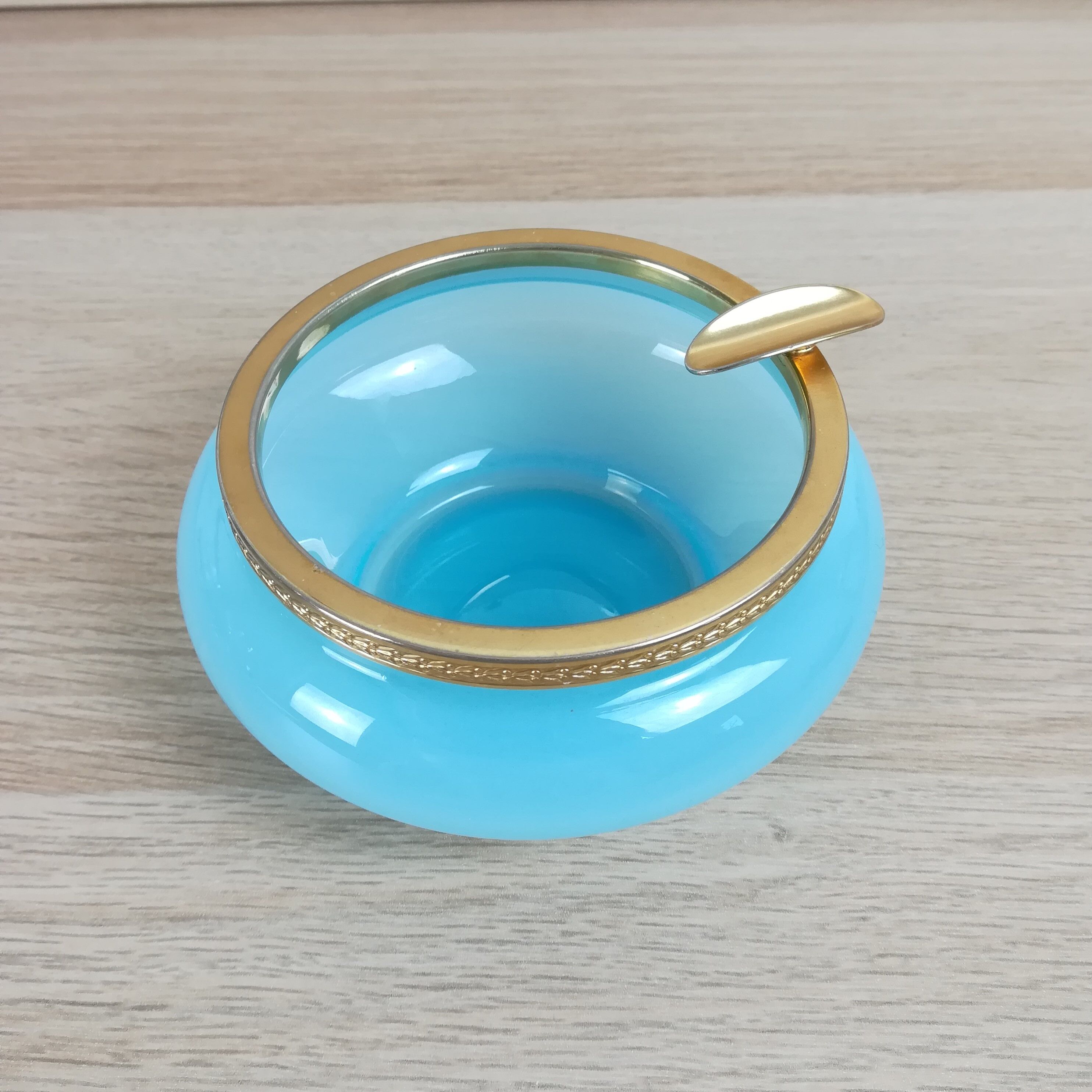 Blue opaline ashtray