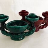 Pair of earthenware candlesticks
