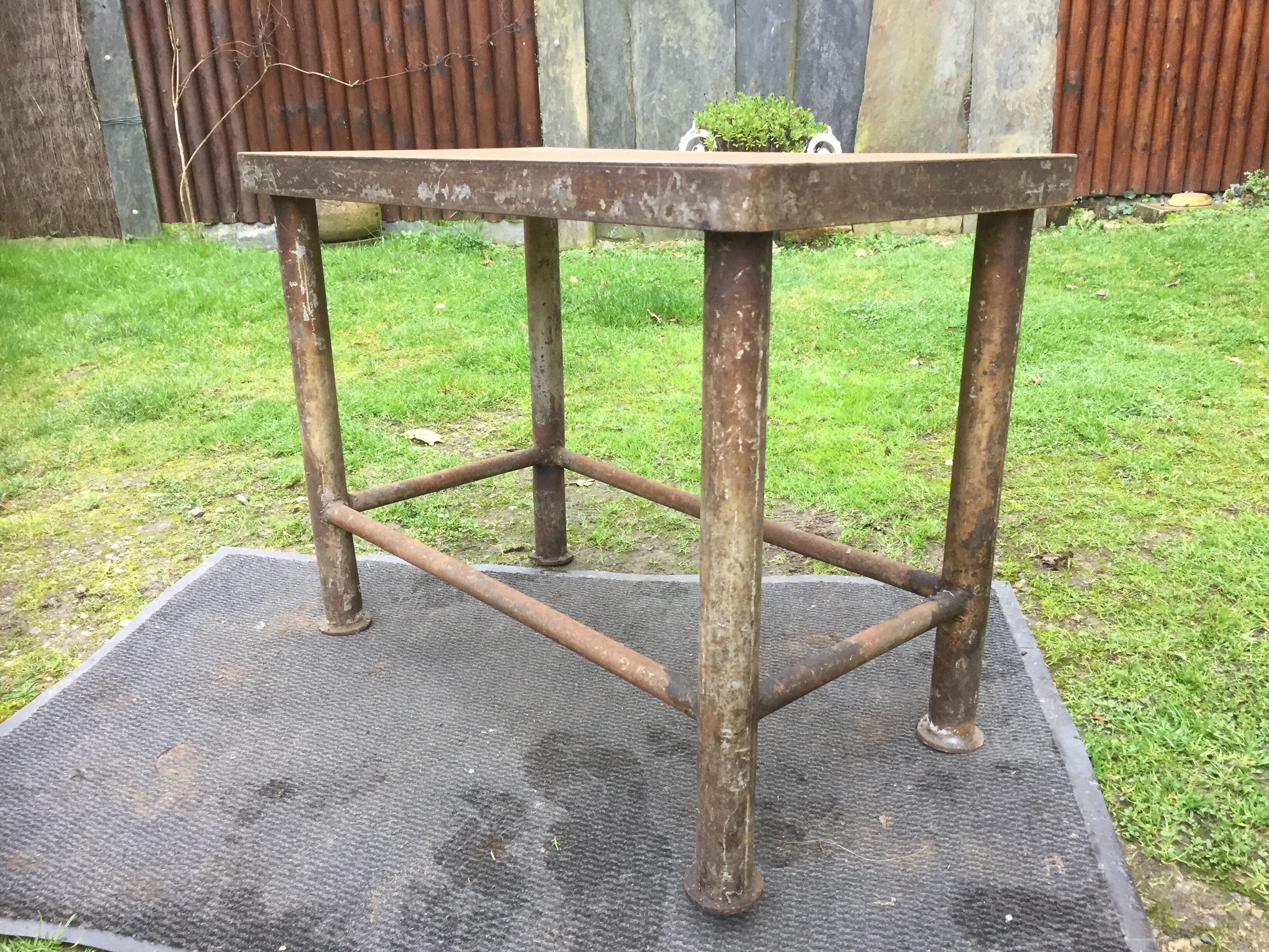 Vintage metal table from an industrial workshop for a makeover