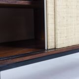 Wenge and raffia sideboard. 1970s.