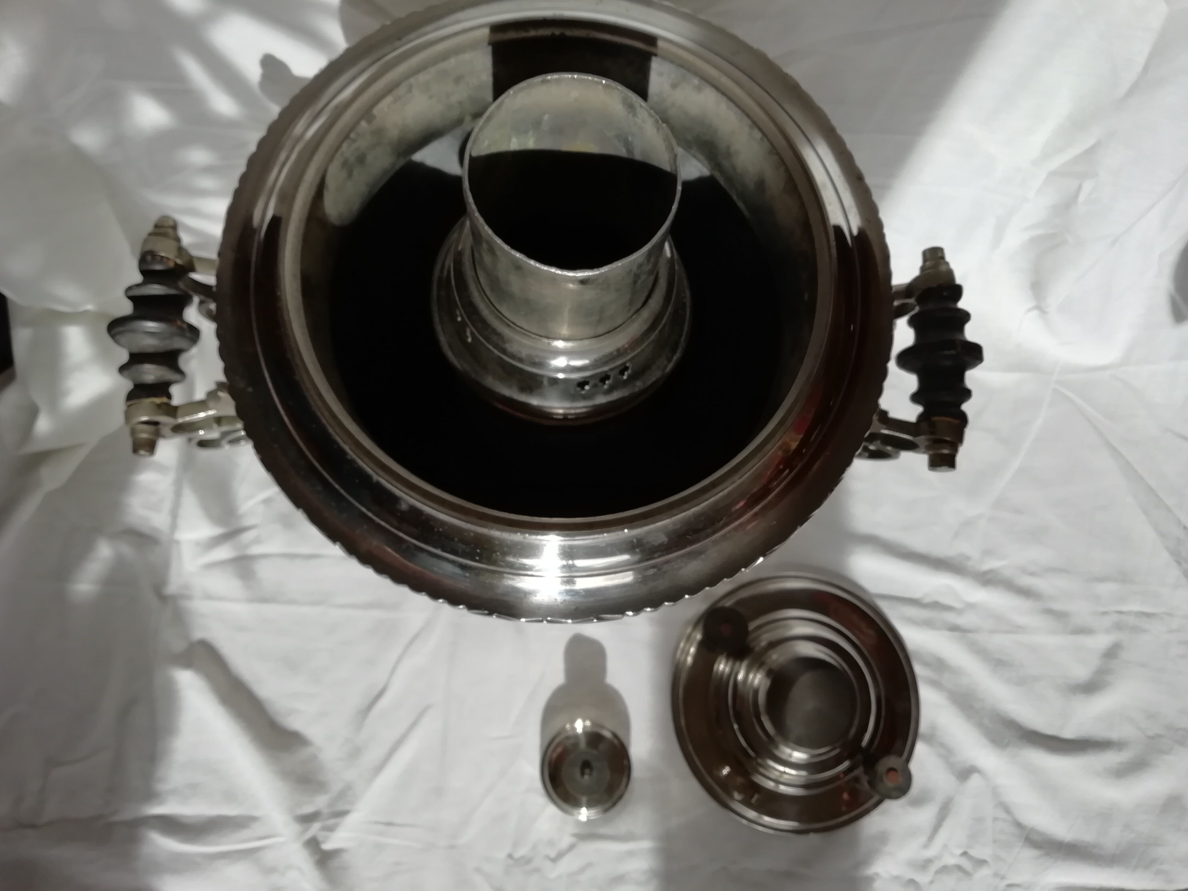 Russian Samovar silver metal and tray