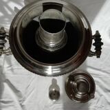 Russian Samovar silver metal and tray