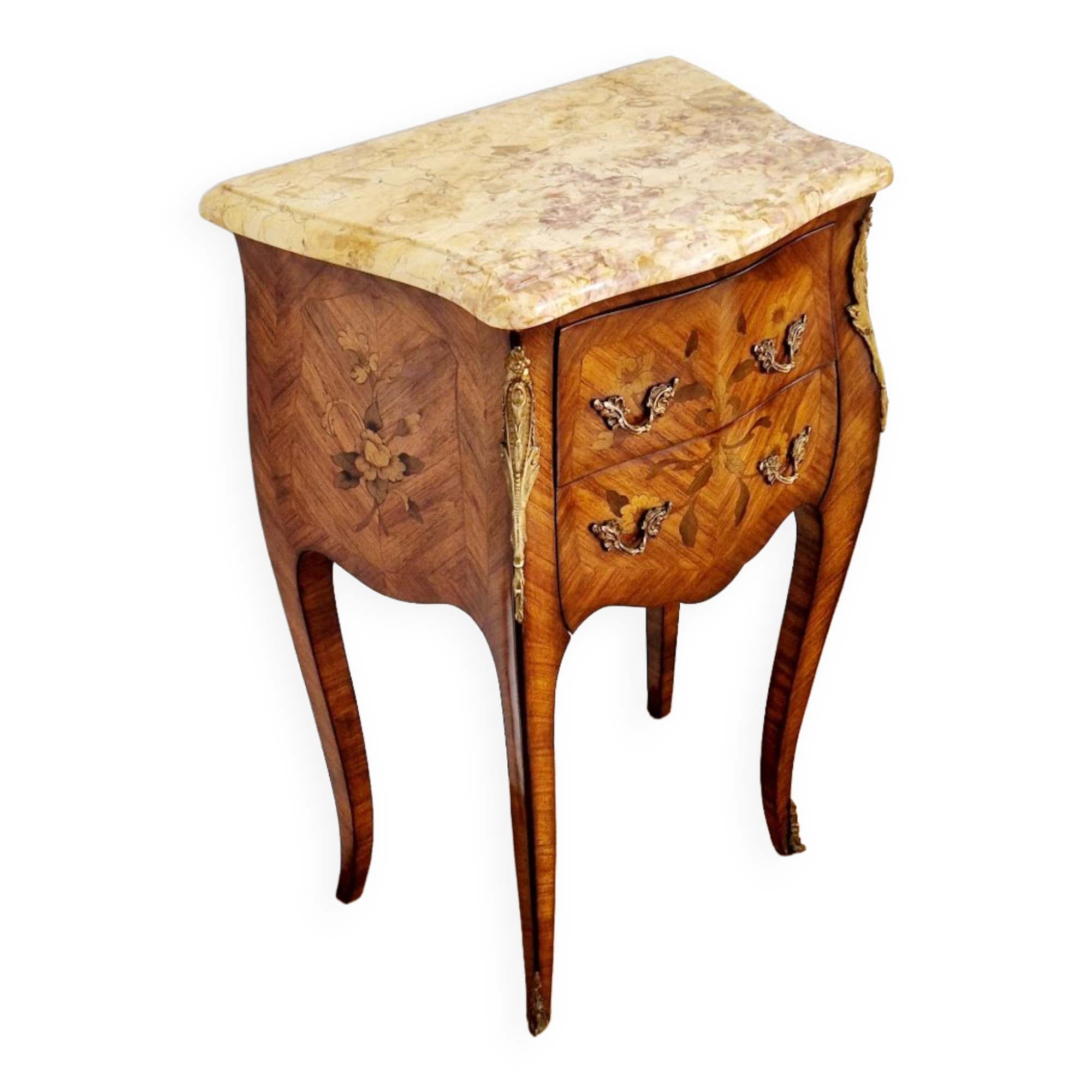 Chest of drawers marquetry Louis XVI style signed Marquant