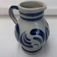 Handmade glazed stoneware pitcher with Handarbeit inscription