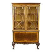 Chippendale Mahogany Wood & Veneer Display Cabinet, 1930s
