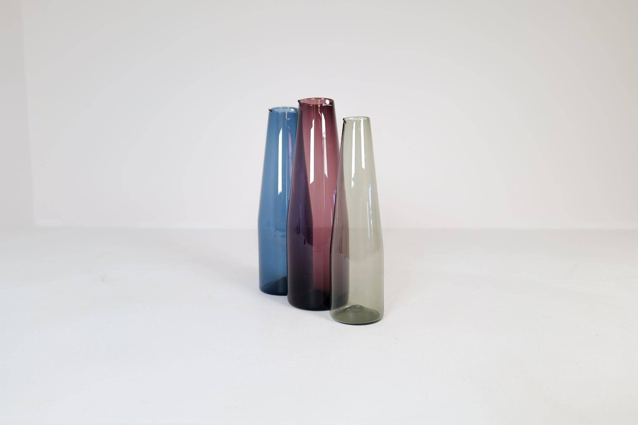 Midcentury Collection of 3 Bird Carafes by Iittala, Timo Sarpaneva, Finland, 1950s